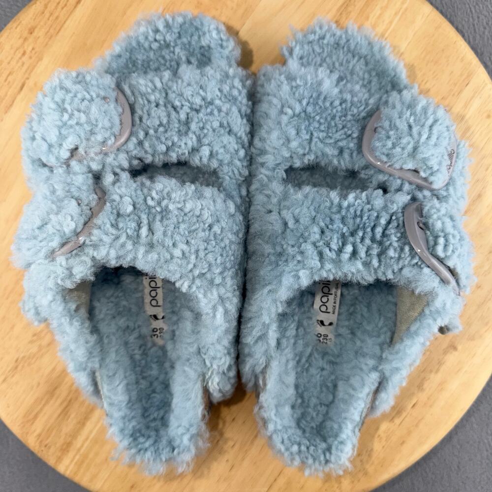 Birkenstock Papillio Arizona Big Buckle Shearling Sandals Faded Aqua Blue EU 36 - Picture 6 of 8